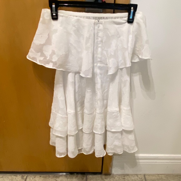 Lulu’s True Lover White Burnout Floral Ruffled Strapless Mini Dress - Picture 6 of 6